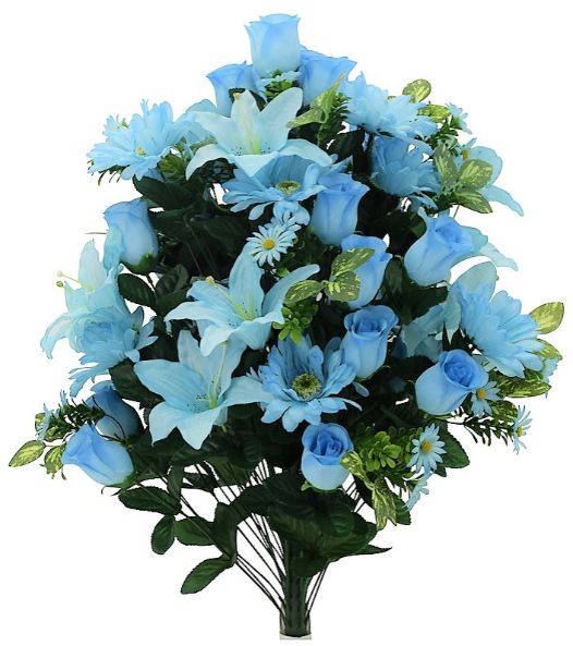 Lily / Gerber / Rose Bud Mixed Bush x72 - Blue SB55285-024