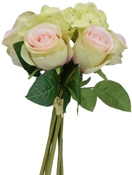 Rose / Hydrangea Bundle x 10 - Cream / Pink SB55798-045