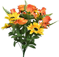 Sunflower / Rose Mixed Bush x 18 - Orange / Gold SB55796-085