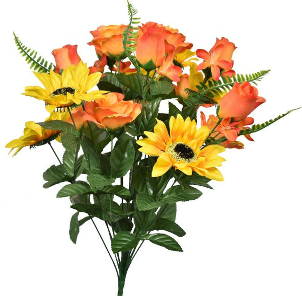 Sunflower / Rose Mixed Bush x 18 - Orange / Gold SB55796-085