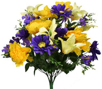 T. Lily / Peony / Mum Bush x 36 - Yellow / Purple SB5486-220/CH-388