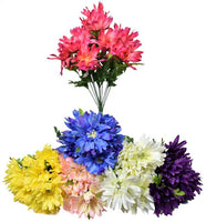 Gerbera Bush x 12 Assorted Pink Blue Yellow White Purple Dark Pink - SB78620-001/CH-384