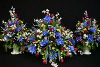 Deluxe Headstone and/or Vase Arrangement Blue Red White - DHV-018