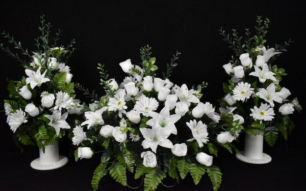 Headstone and/or Vase Arrangement White - HV-300