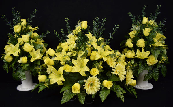 Headstone and/or Vase Arrangement Yellow - HV-301