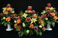 Headstone and/or Vase Arrangement Orange Yellow Pink Lime Green - HV-304