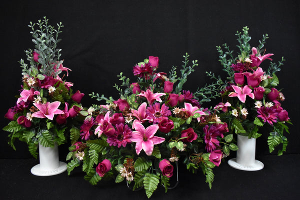 Headstone and/or Vase Arrangement Dark Pink/Beauty - HV-305