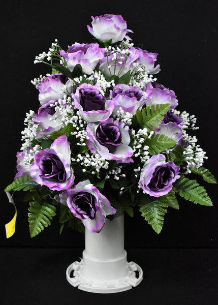 Purple White Open Rose White Gypso  - V-116