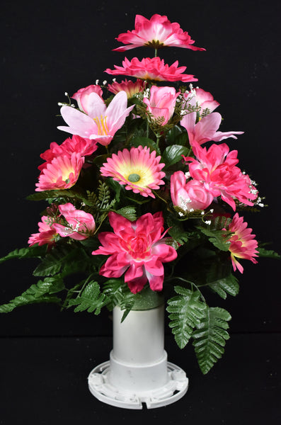 Pink Rose Daisy Lily Dahlia White Gypso  - V-122