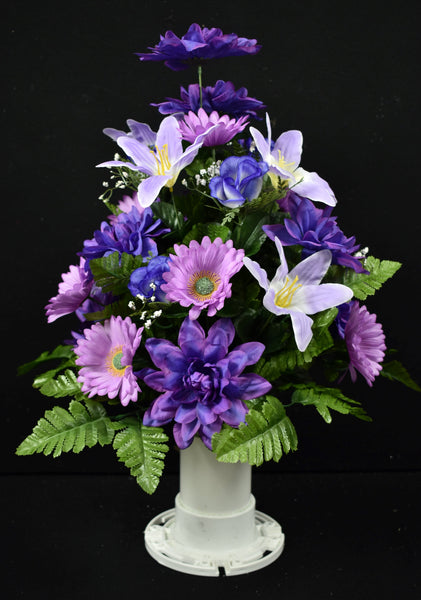 Purple Rose Daisy Lily Dahlia White Gypso  - V-123