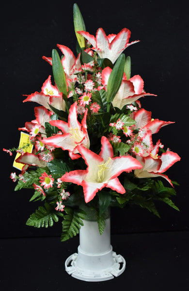 Red White Large Lily Daisy & Fillers - V-126