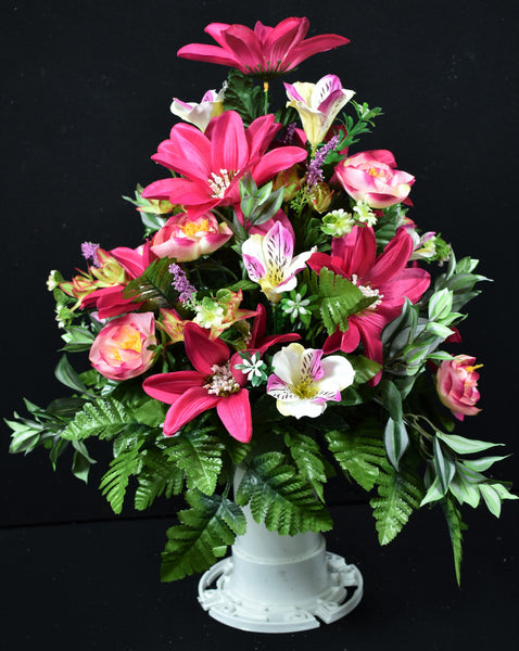 Pink Cream Dahlia Cabbage Rose Varigated Jew & Fillers - V-128