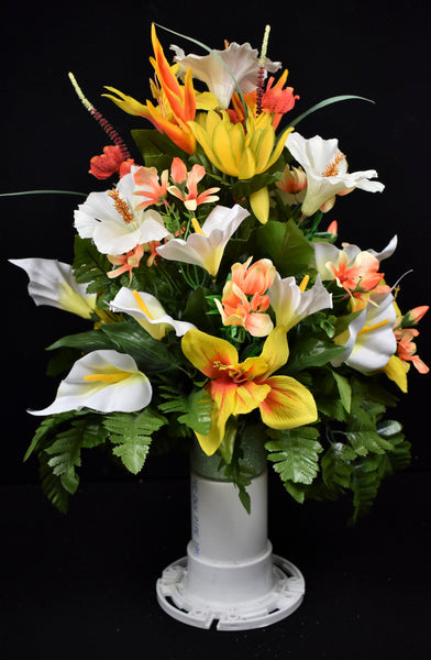 Yellow Orange White Cala Lily Bird of Paradise & Fillers - V-130
