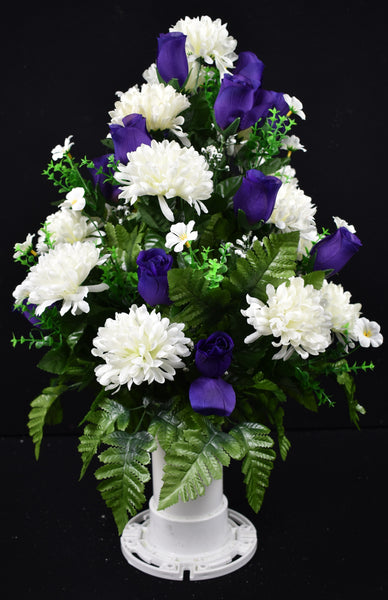 Purple White Rose Bud Mum & Fillers - V-135
