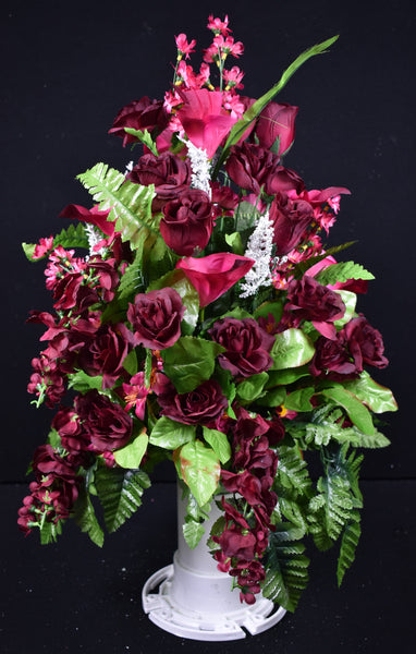 Burgundy Rose Cala Lily Wisteria & Fillers - V-136