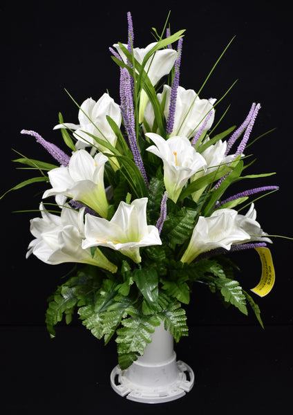 White Purple Trumpet Lily & Fillers - V-142