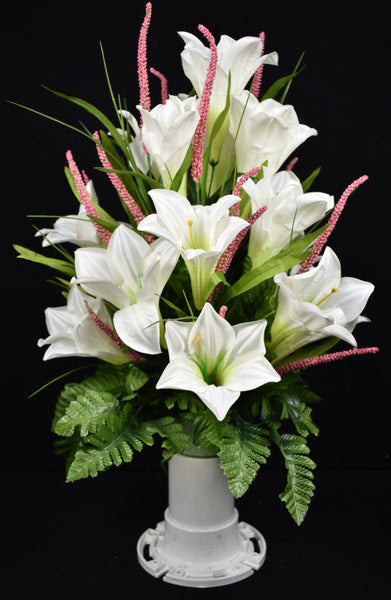 White Pink Trumpet Lily & Fillers - V-143