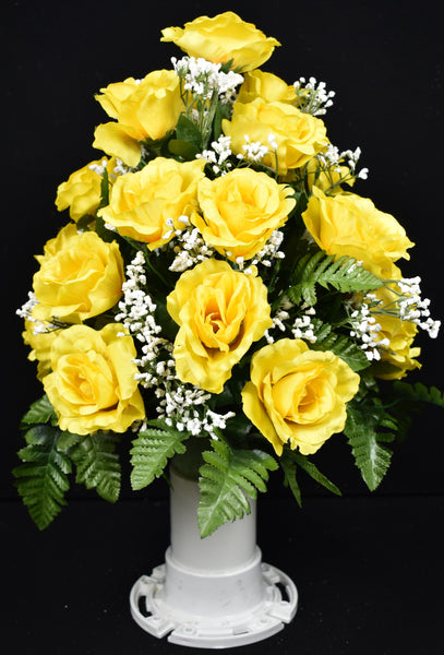 Yellow Open Rose White Gypso  - V-145