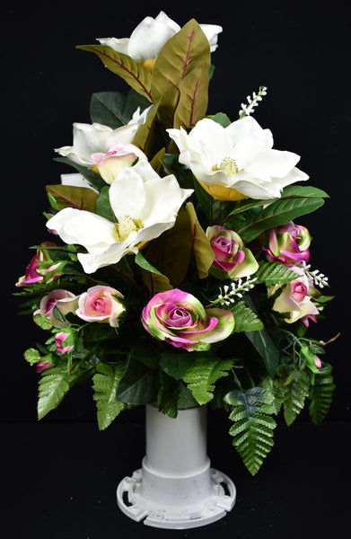 Pink Cream White Rose Magnolia & Fillers - V-146