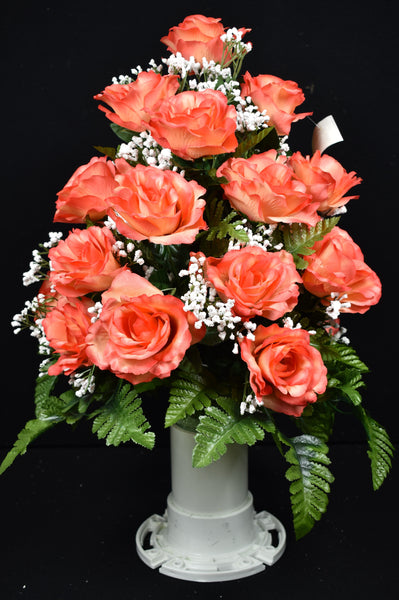 Peach Open Rose White Gypso  - V-151