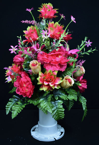 Hot Pink Green Rose Lily Pineapple Flower Peony & Fillers - V-154