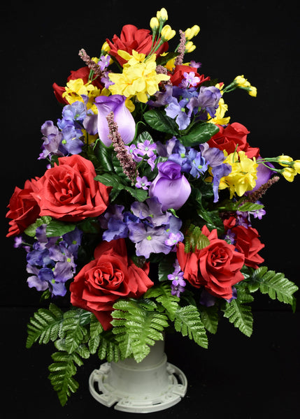 Purple Red Yellow Rose Hydrangea & Fillers - V-165
