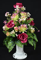 Fuchsia Purple Green Rose Pineapple Flower Vase Arrangement - V-176