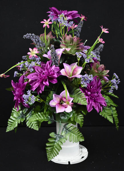 artificial plant in pineapple vase Purple Dahlia Lily Pineapple Flower Vase Arrangement