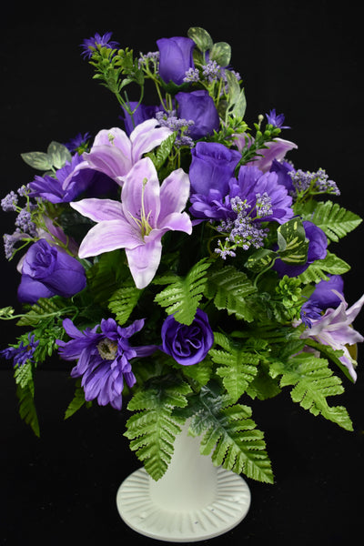 Purple Lavender Lily Daisy Rose & Fillers Designer Made Vase Arrangement - V-205