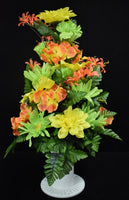 Orange Yellow Lime Green Daisy Amaryllis Fiji Mum & Fillers Designer Made Vase Arrangement - V-219