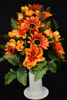 Orange Sunflower Dahlia & Fillers Designer Made Vase Arrangement - V-227