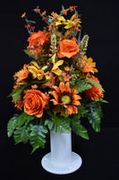 Orange Yellow Sunflower Rose & Fillers Designer Made Vase Arrangement - V-228