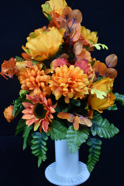 Orange Yellow Sunflower Mum & Fillers Designer Made Vase Arrangement - V-230