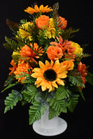 Orange Yellow Sunflower Rose & Fillers Designer Made Vase Arrangement - V-231