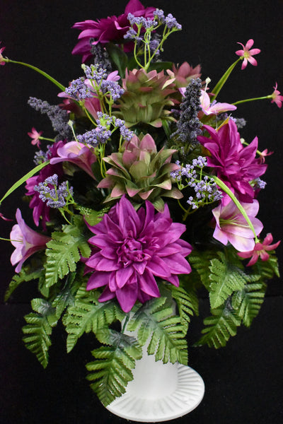Fuchsia Lavender Dahlia Violet Pineapple Flower & Fillers Designer Made Vase Arrangement - V-240