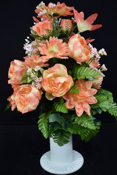 Peach Peony Lily & Fillers Designer Made Vase Arrangement - V-241