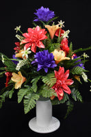 Salmon Purple Yellow Dahlia Pineapple Flower & Fillers Designer Made Vase Arrangement - V-245