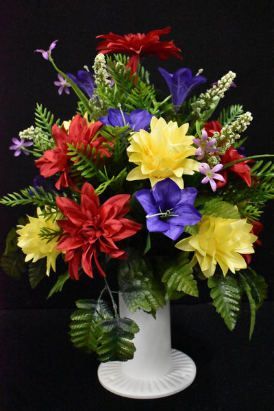 Red Yellow Purple Dahlia Pineapple Flower & Fillers Designer Made Vase Arrangement - V-247