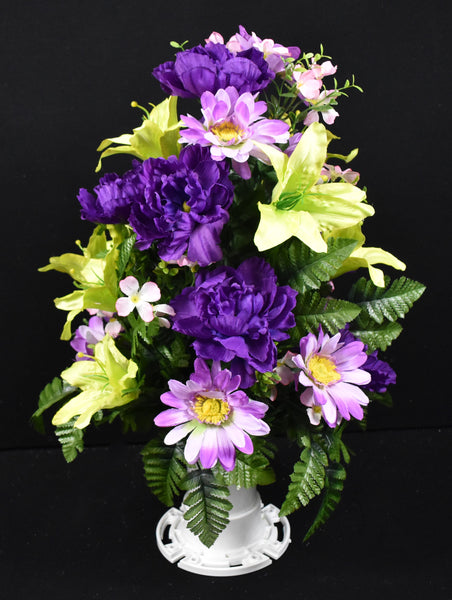 Purple Green Lily Daisy Peony & Fillers - V-173
