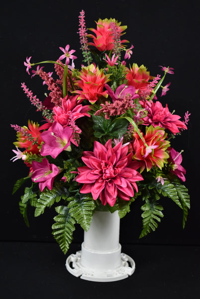 Hot Pink Green Dahlia Lily Pineapple Flower & Fillers - V-175